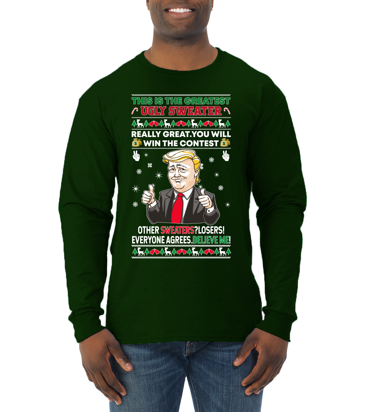 Trump This is the Greatest Ugly Christmas Sweater Mens Long Sleeve Shirt