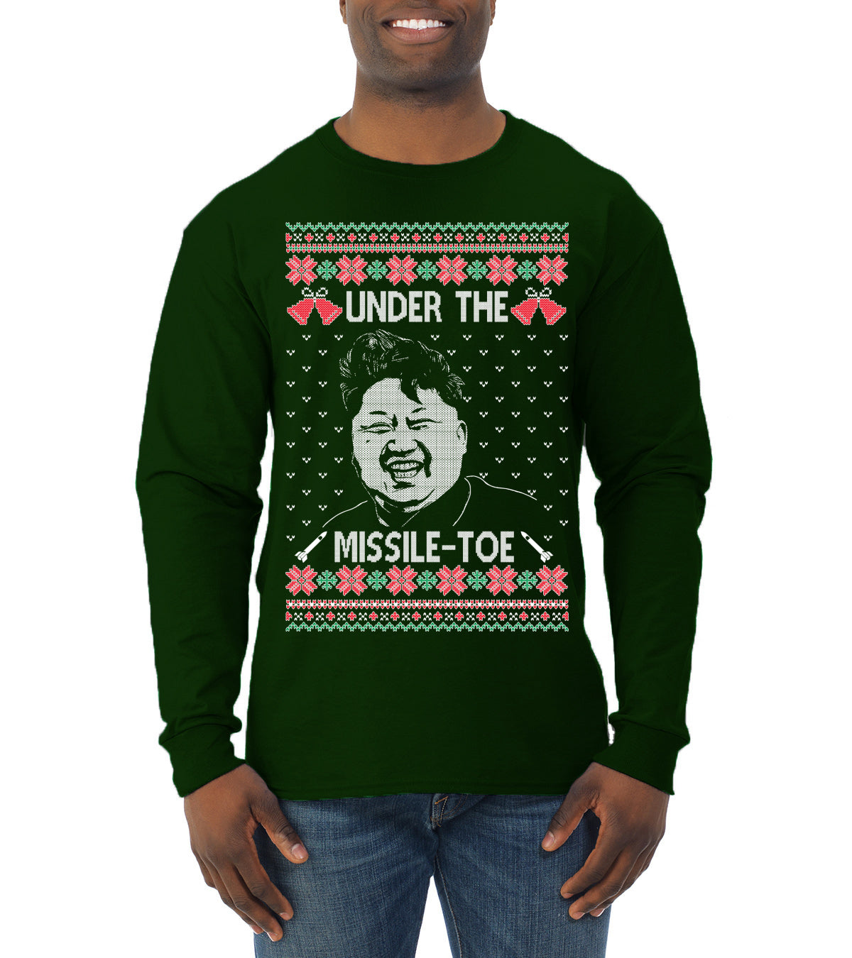 Under The Missle Toe Ugly Christmas Sweater Mens Long Sleeve Shirt