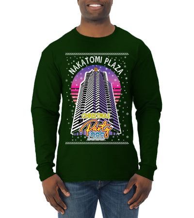 Retro Nakatomi Plaza 1988 Holiday Party Ugly Christmas Sweater Mens Long Sleeve Shirt