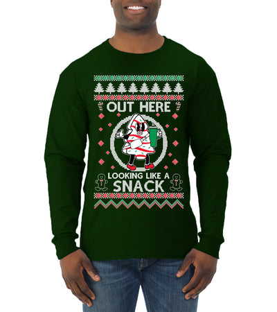Out Here Looking Like A Snack Cookie Ugly Christmas Sweater Mens Long Sleeve Shirt
