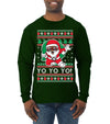 Yo Yo Yo Black Santa Ugly Christmas Sweater Mens Long Sleeve Shirt
