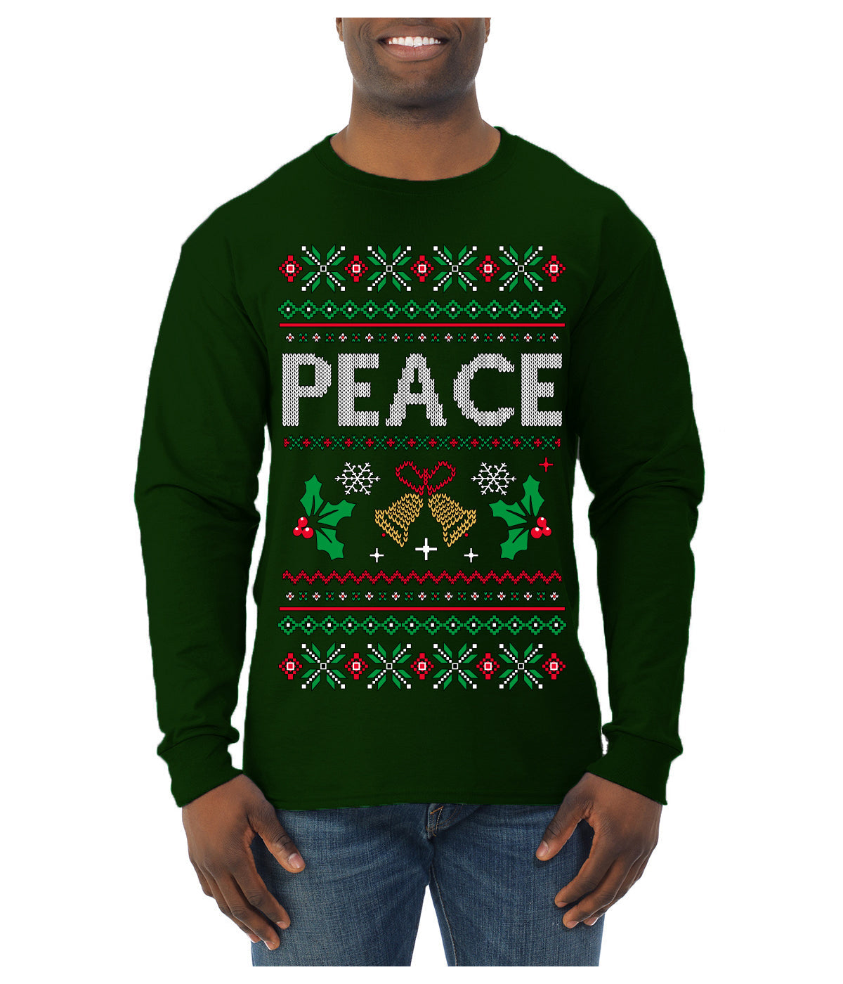 Peace Ugly Christmas Sweater Mens Long Sleeve Shirt