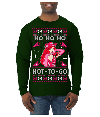 Ho Ho Ho Hot to Go, Viral Midwest Princess Song Dance Pop Star Concert Tour Merch Ugly Christmas Sweater Mens Long Sleeve Shirt