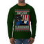 Never Surrender Pro Donald Trump Fight Fist Pump 2024 Ugly Christmas Sweater Mens Long Sleeve Shirt