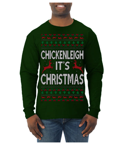 Chickenleigh It's Christmas Funny Viral Trending Meme Ugly Christmas Sweater Mens Long Sleeve Shirt