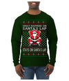 What Happens on Santa's Lap Stays on Santa's Lap, Funny Dirty X Rated Naughty Ugly Christmas Sweater Mens Long Sleeve Shirt
