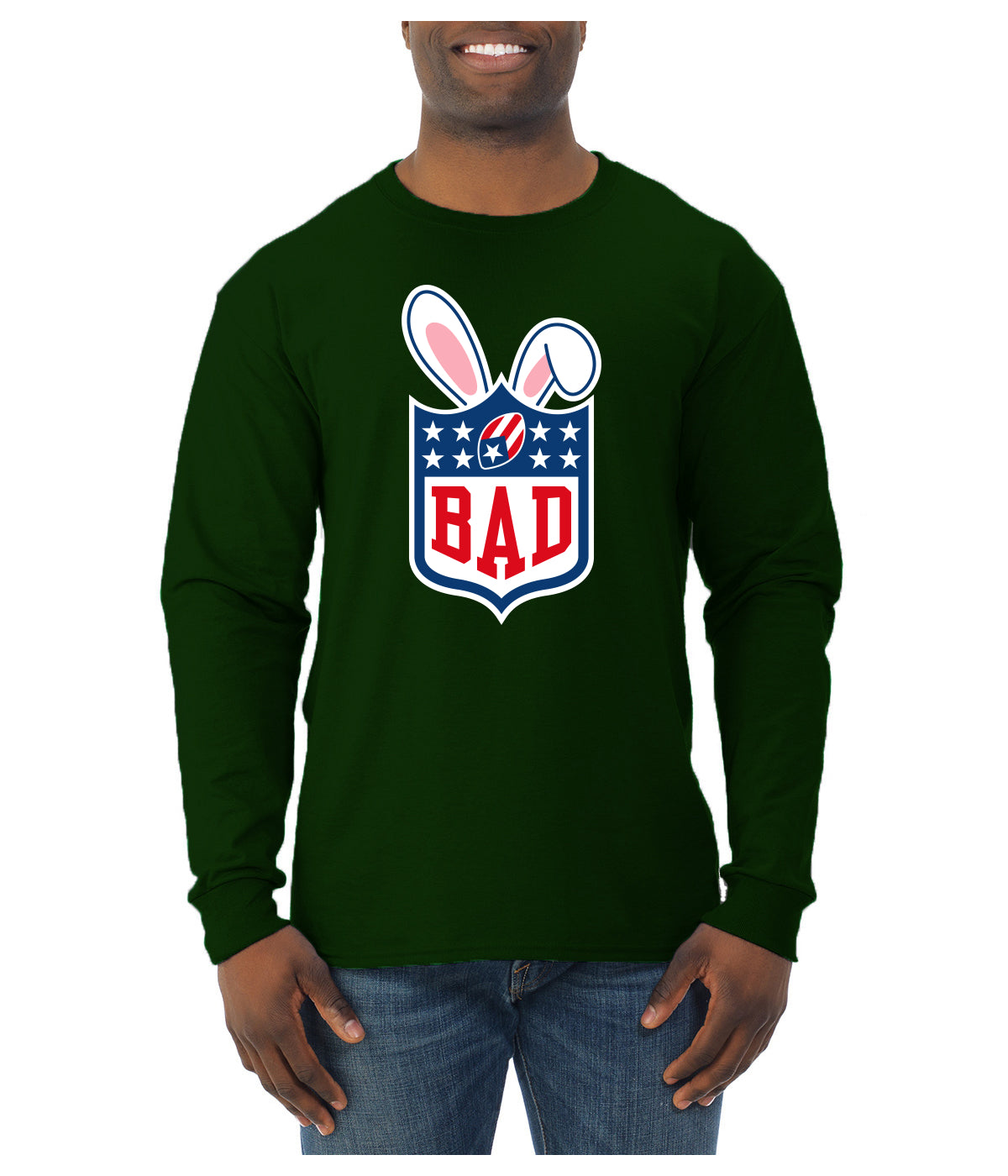 Bunny Bowl Football BAD Parody Sweater, Unisex Mens Long Sleeve Shirt