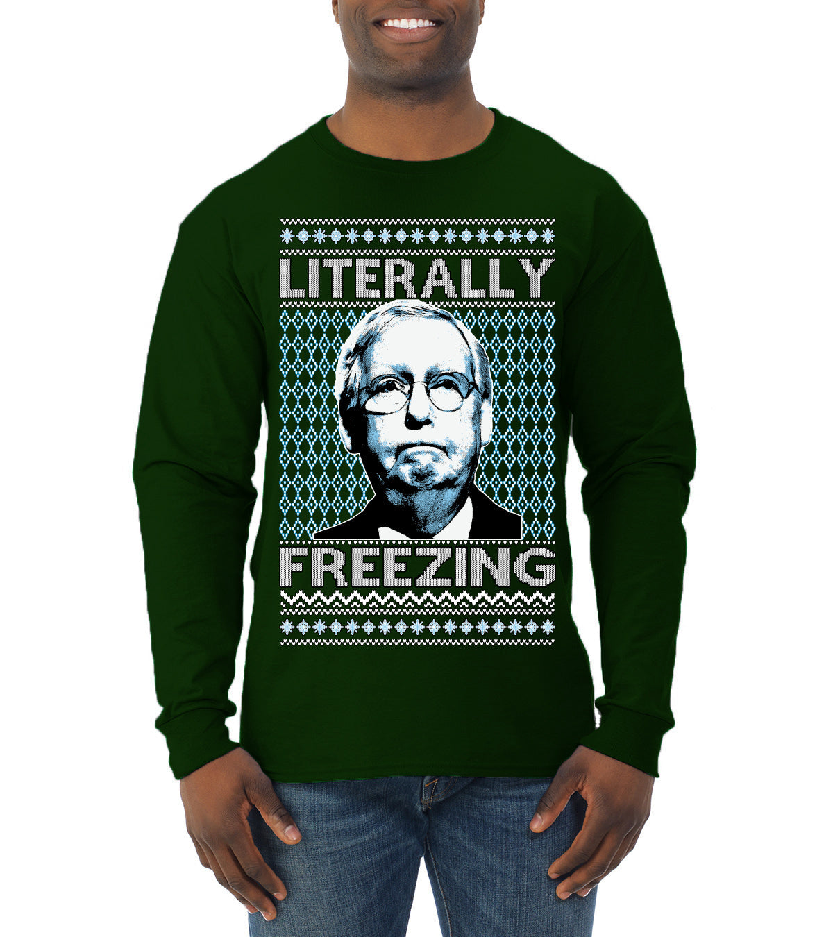 Literally Freezing McConnell Senator  Ugly Christmas Sweater Mens Long Sleeve Shirt