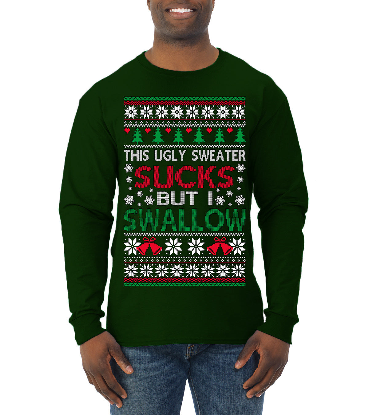 This Ugly Sweater Sucks But I Swallow Ugly Christmas Sweater Mens Long Sleeve Shirt