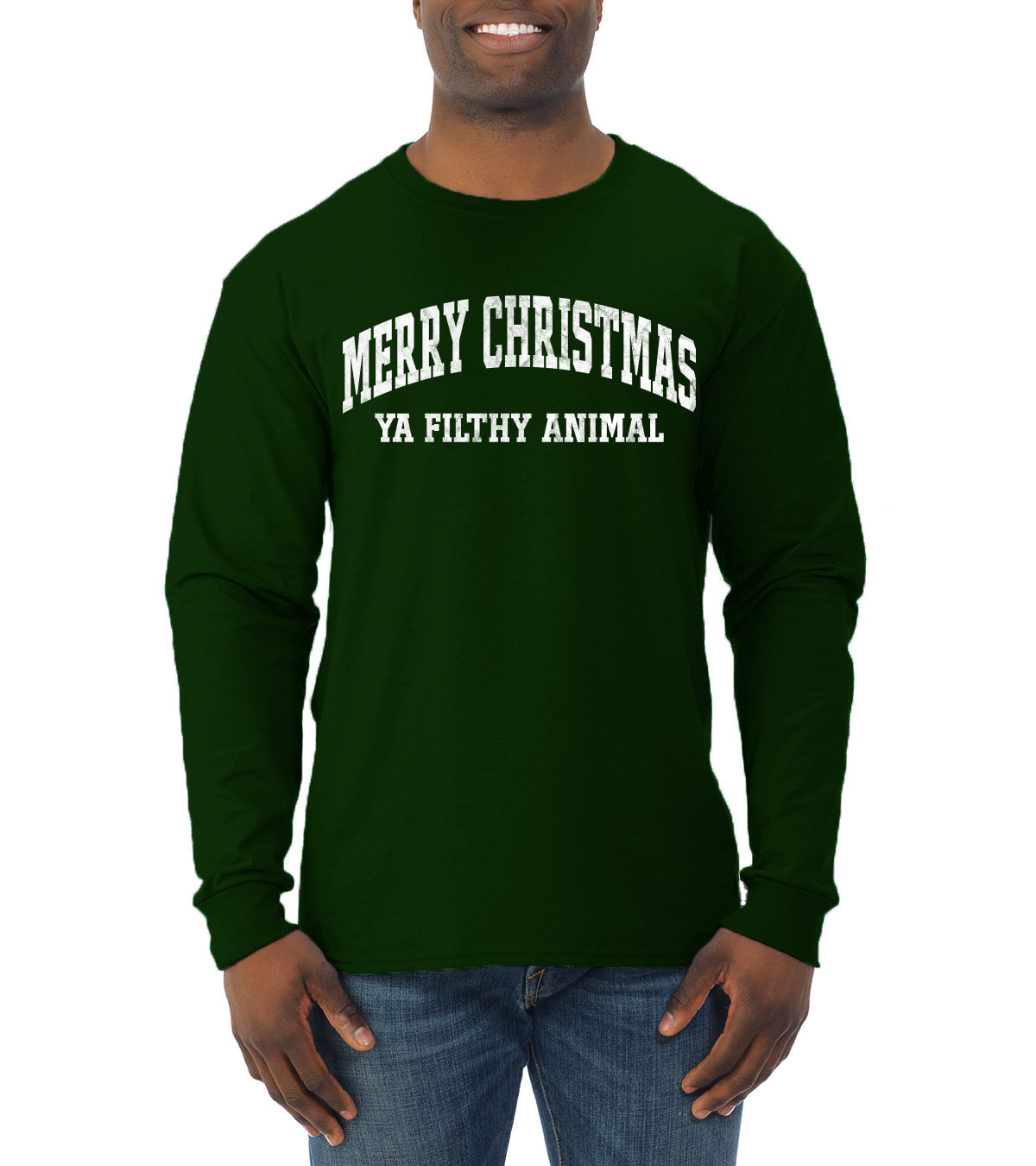 Vintage Movie Quote Merry Christmas Filthy Animal Christmas Mens Long Sleeve Shirt