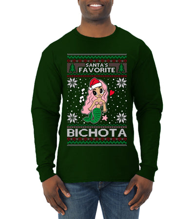 Christmas Karol Santa's Favorite Bichota Ugly Christmas Sweater Mens Long Sleeve Shirt