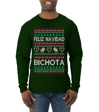 Feliz Navidad Bichota Ugly Christmas Sweater Mens Long Sleeve Shirt