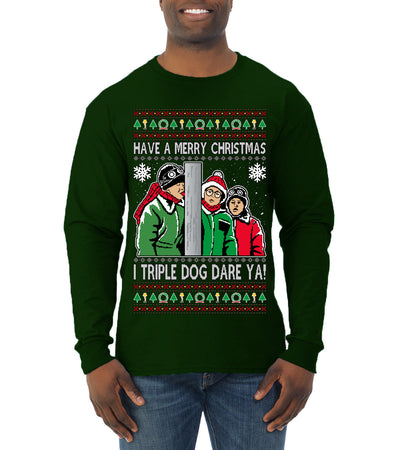 I Triple Dog Dare Ya Merry Story Ugly Christmas Sweater Mens Long Sleeve Shirt