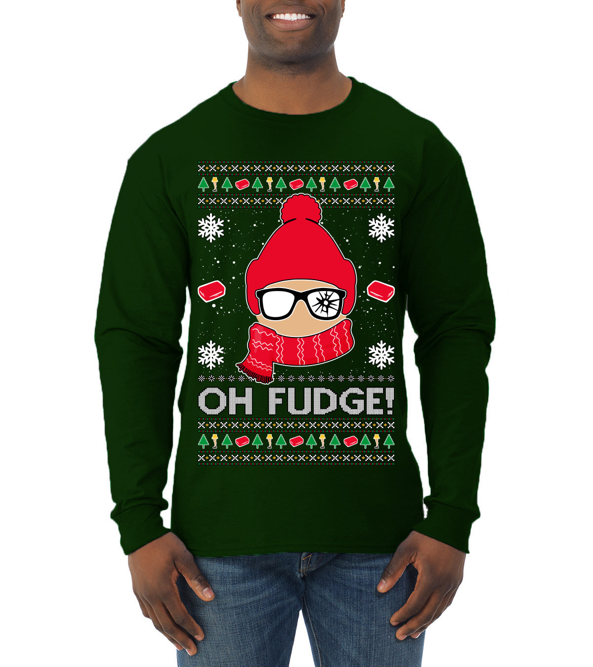 Oh Fudge Funny Story Ugly Christmas Sweater Mens Long Sleeve Shirt