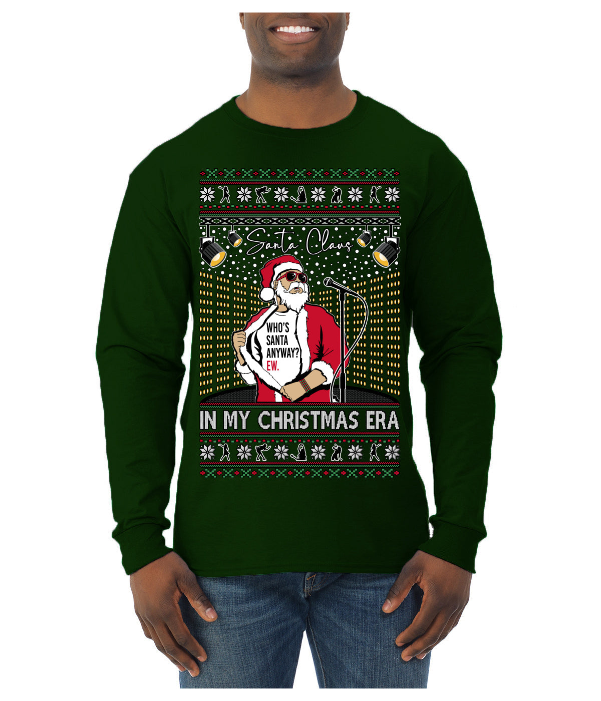 Santa Claus In My Christmas Era Xmas Ugly Christmas Sweater Mens Long Sleeve Shirt
