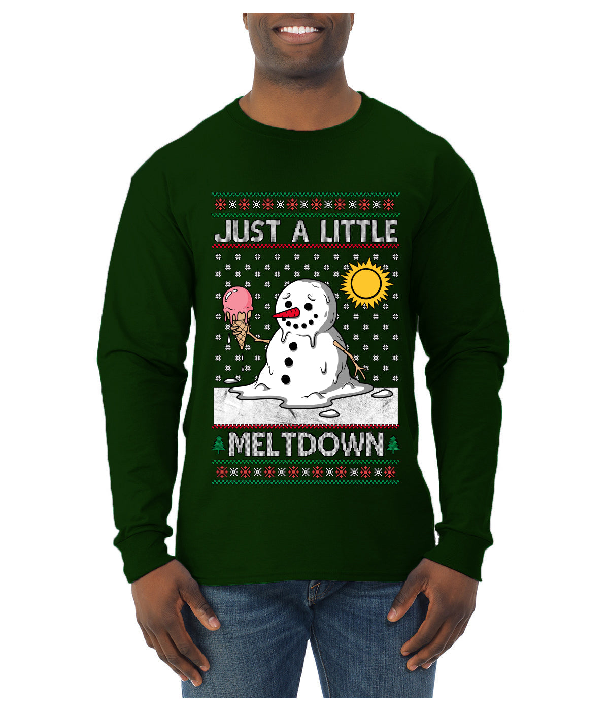 Just A Little Meltdown, Ugly Christmas Sweater Mens Long Sleeve Shirt