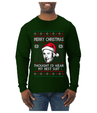 Thought I'd Wear My Best Suit Ed Gein, Ugly Christmas Sweater Mens Long Sleeve Shirt