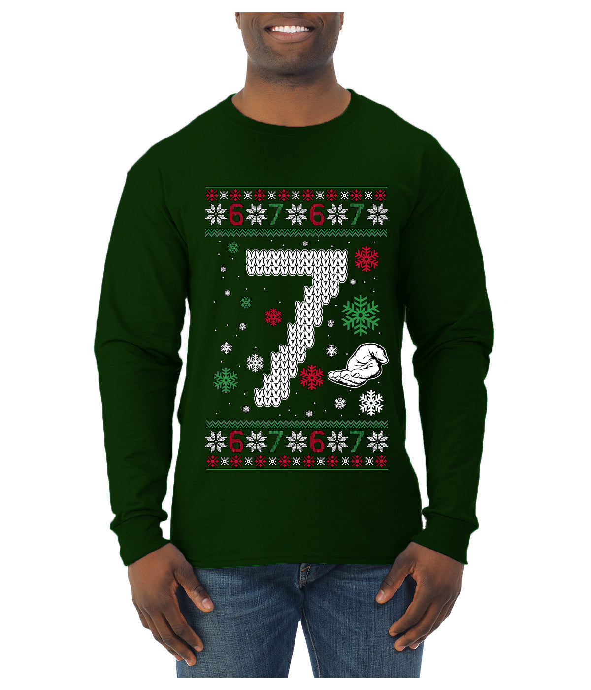 Christmas 7 Meme, Ugly Christmas Sweater Unisex Mens Long Sleeve Shirt