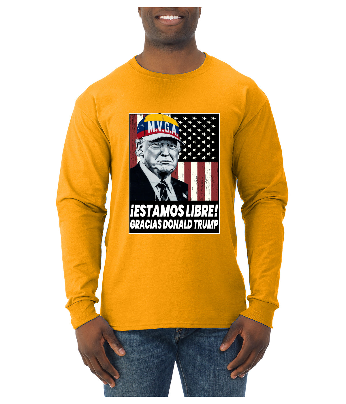 Estamos Libre, Gracias Donald Trump Make Venezuela Great Again Sweater, Unisex Mens Long Sleeve Shirt
