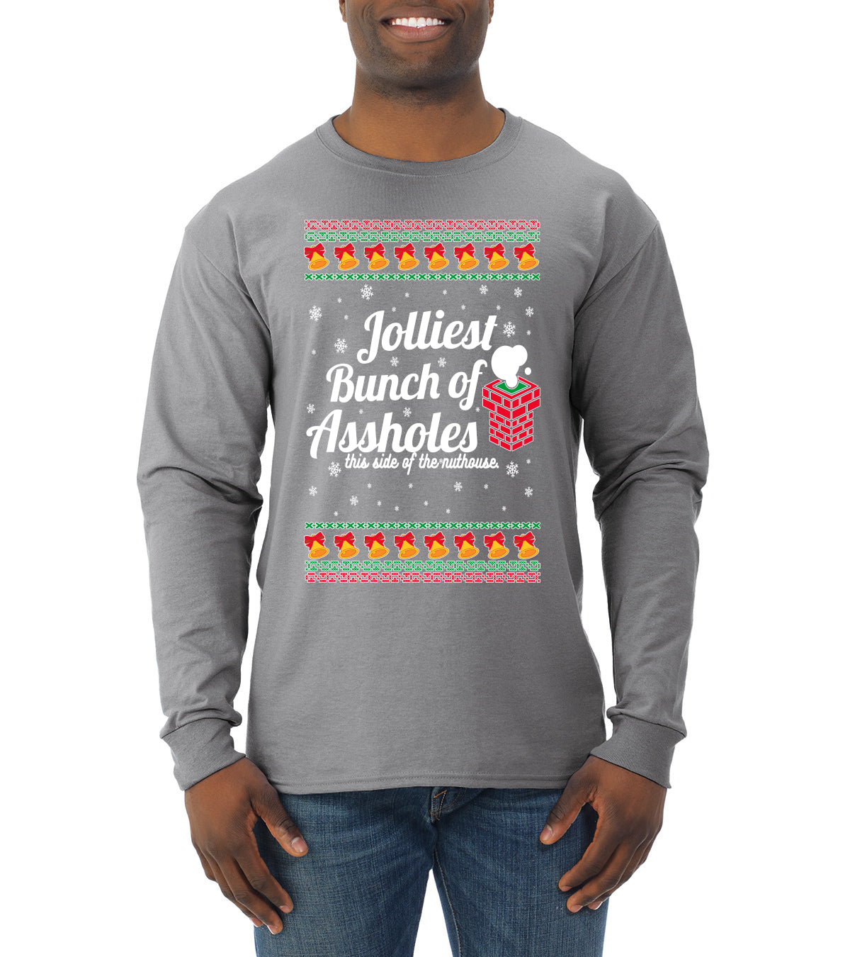 Jolliest Bunch of Assholes Xmas Movie Ugly Christmas Sweater Mens Long Sleeve Shirt