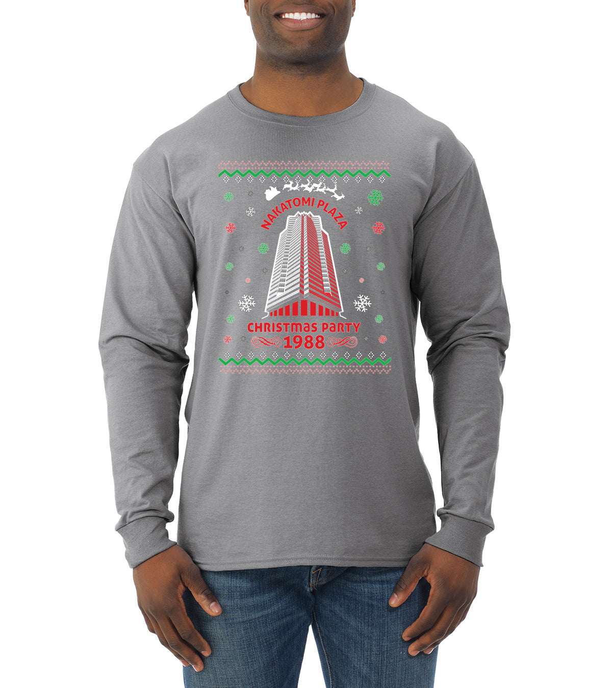 Nakatomi Plaza Christmas Party 1988 Ugly Christmas Sweater Mens Long Sleeve Shirt