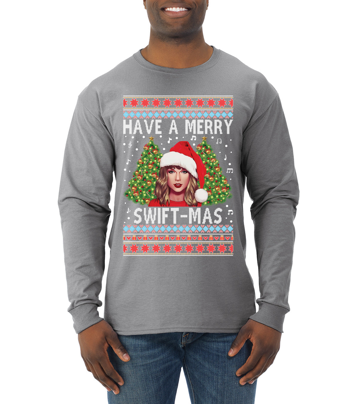 Merry Swiftmas Ugly Christmas Sweater Mens Long Sleeve Shirt