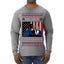 Never Surrender Pro Donald Trump Fight Fist Pump 2024 Ugly Christmas Sweater Mens Long Sleeve Shirt