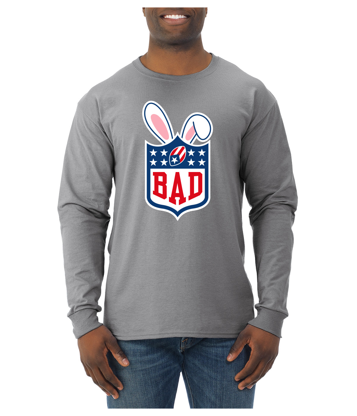 Bunny Bowl Football BAD Parody Sweater, Unisex Mens Long Sleeve Shirt