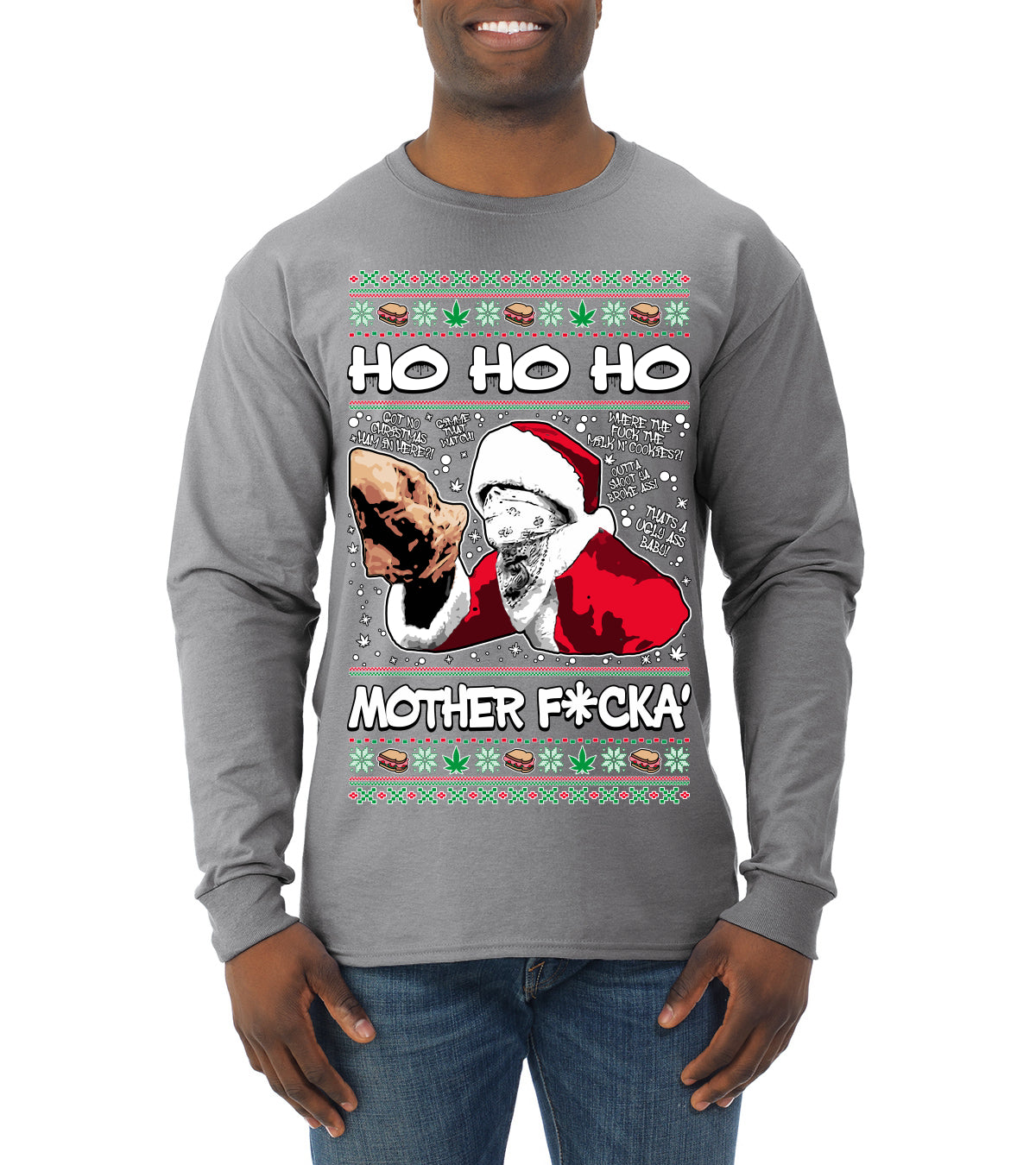 Friday Hood Santa  Ugly Christmas Sweater Mens Long Sleeve Shirt