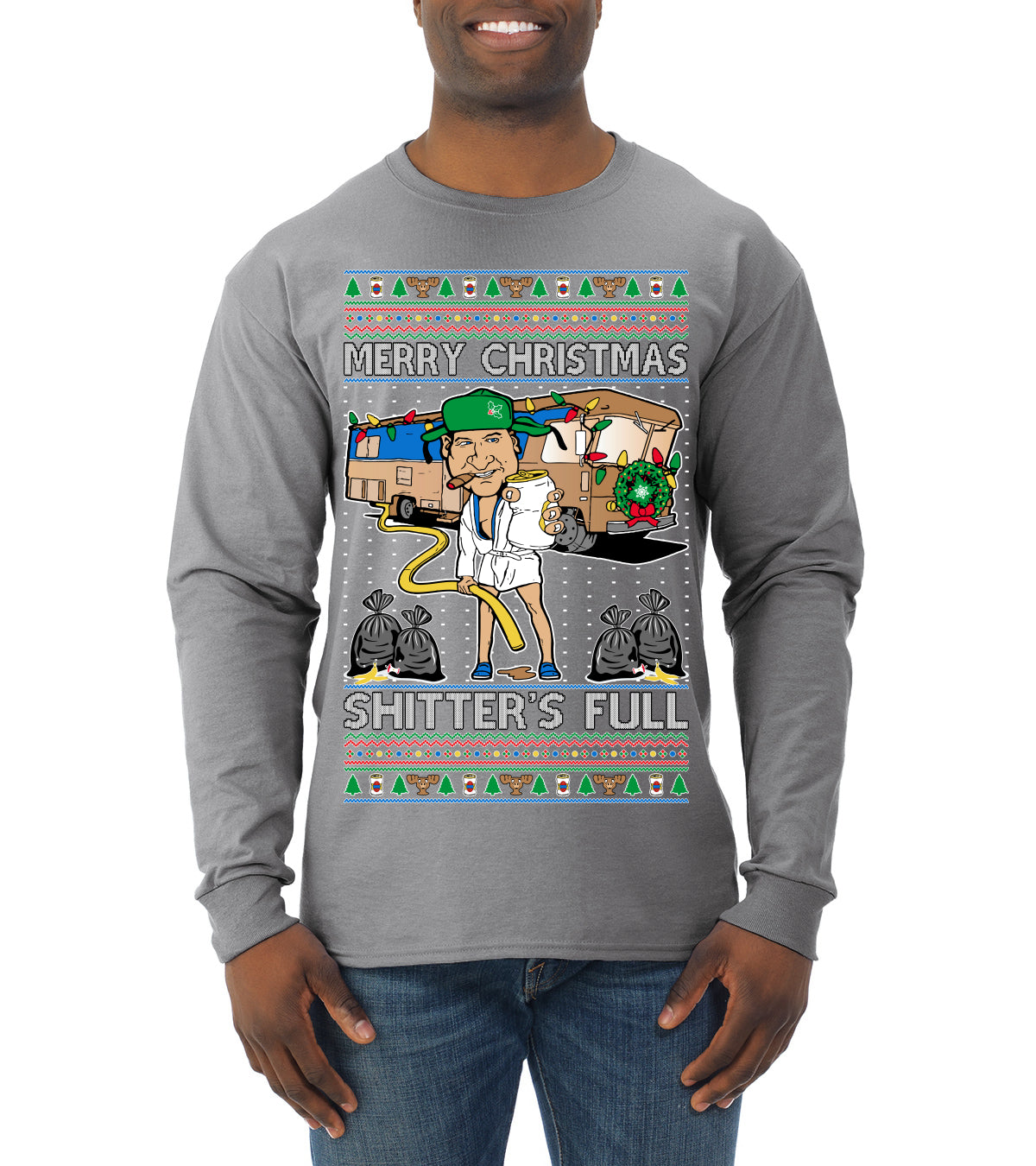 Merry Christmas Shitter's Full Ugly Christmas Sweater Mens Long Sleeve Shirt
