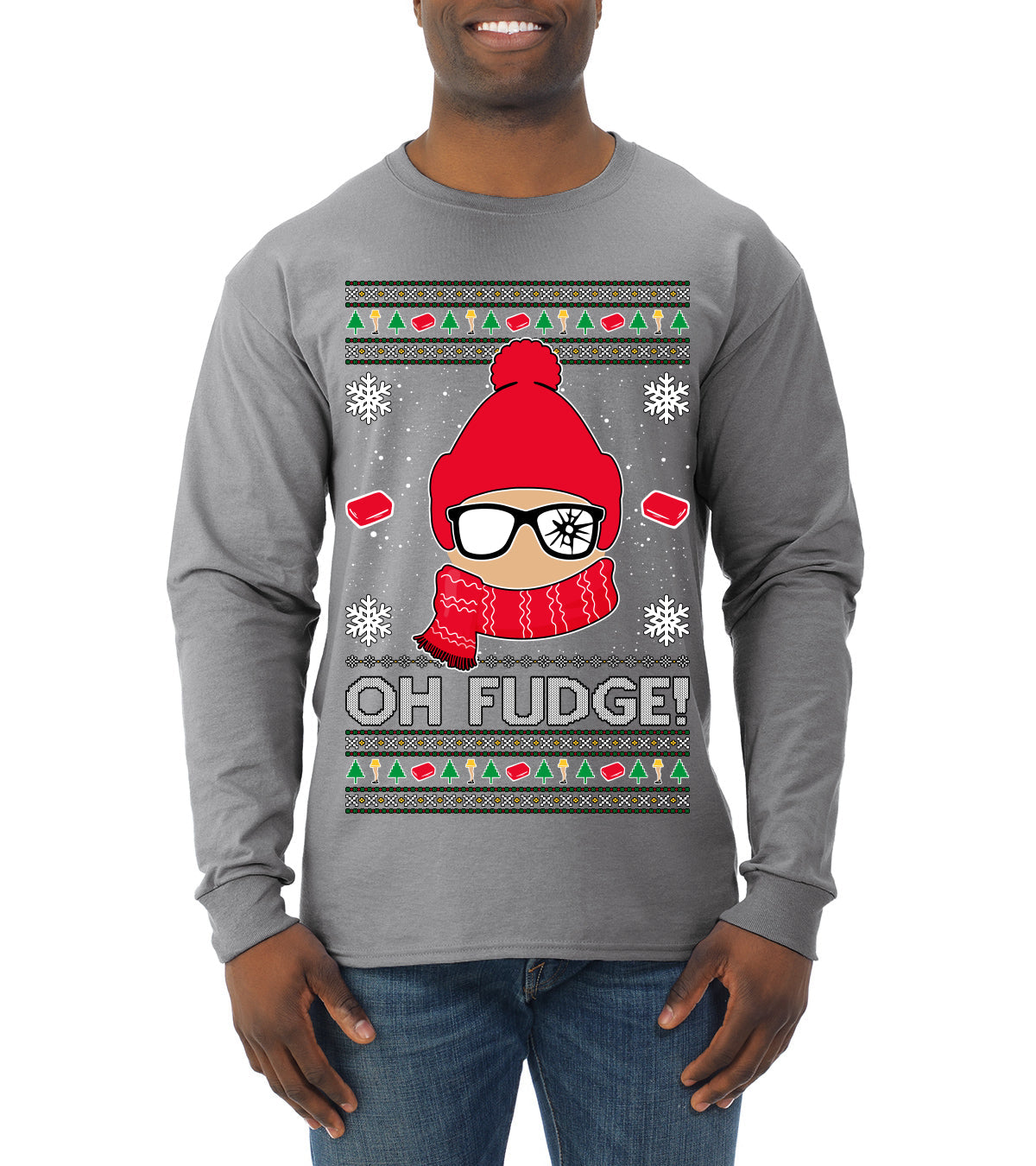 Oh Fudge Funny Story Ugly Christmas Sweater Mens Long Sleeve Shirt