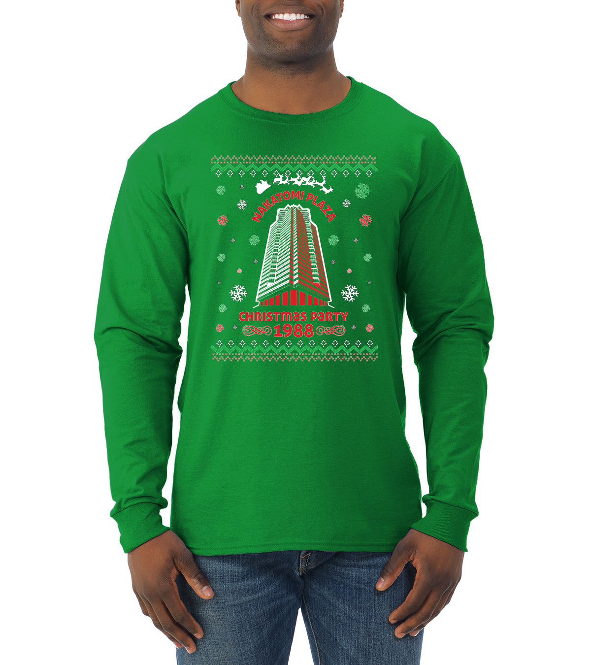 Nakatomi Plaza Christmas Party 1988 Ugly Christmas Sweater Mens Long Sleeve Shirt