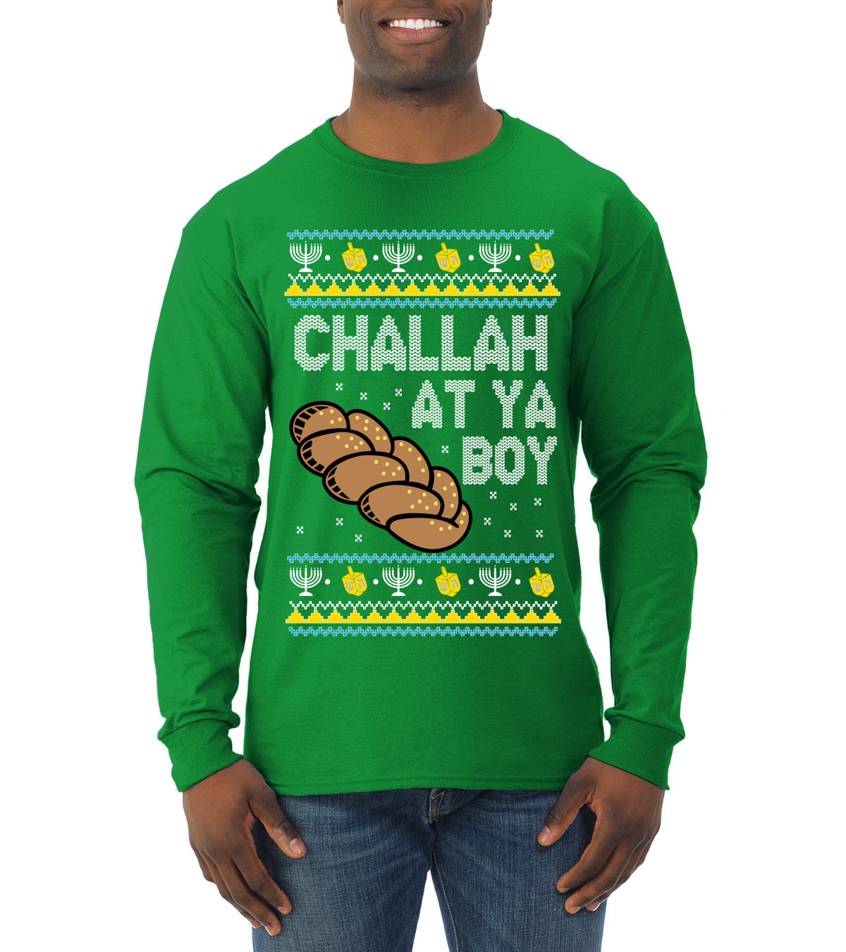 Challah At Ya Boy Ugly Christmas Sweater Mens Long Sleeve Shirt