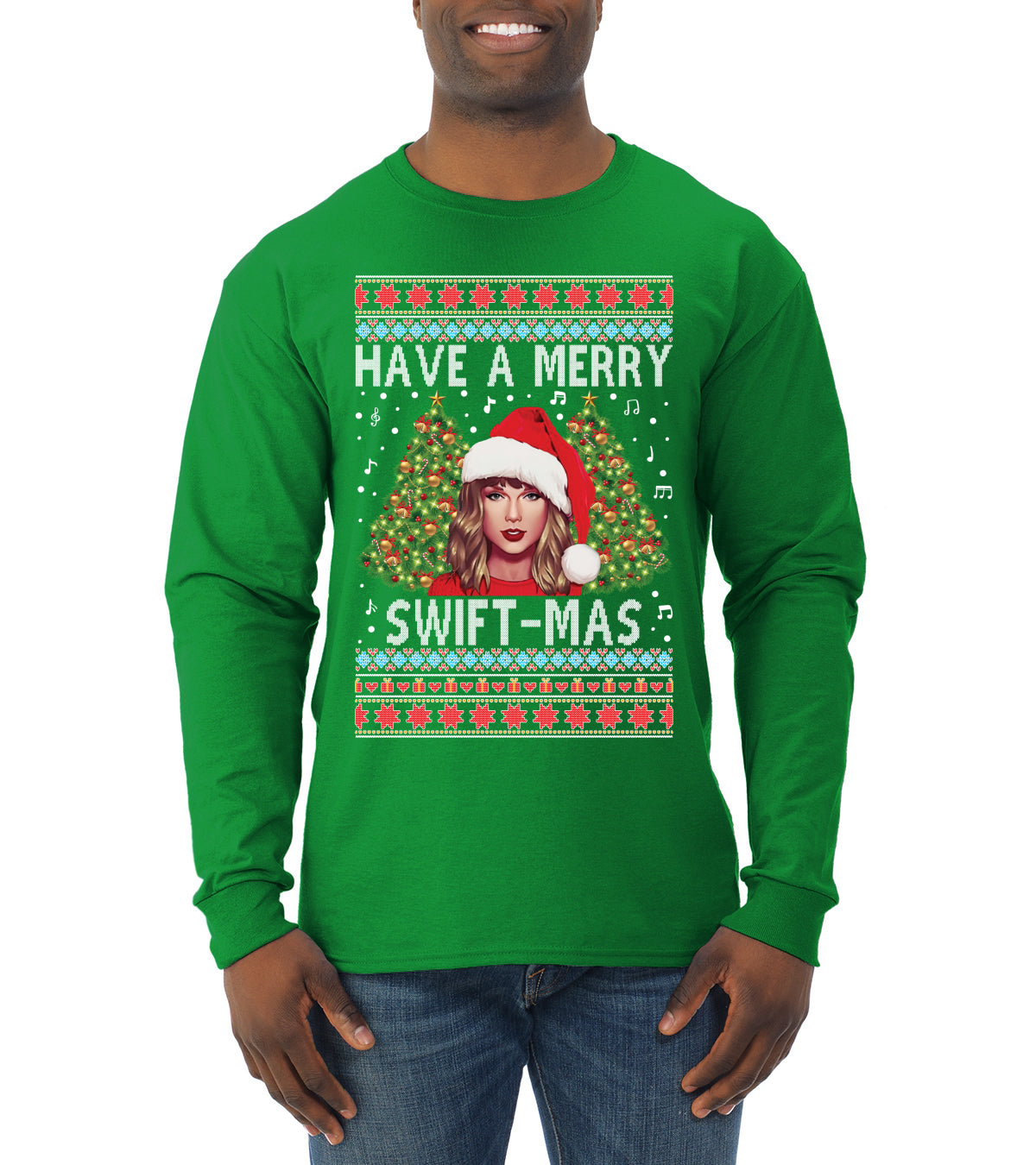 Merry Swiftmas Ugly Christmas Sweater Mens Long Sleeve Shirt