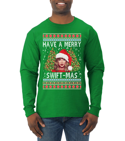Merry Swiftmas Ugly Christmas Sweater Mens Long Sleeve Shirt