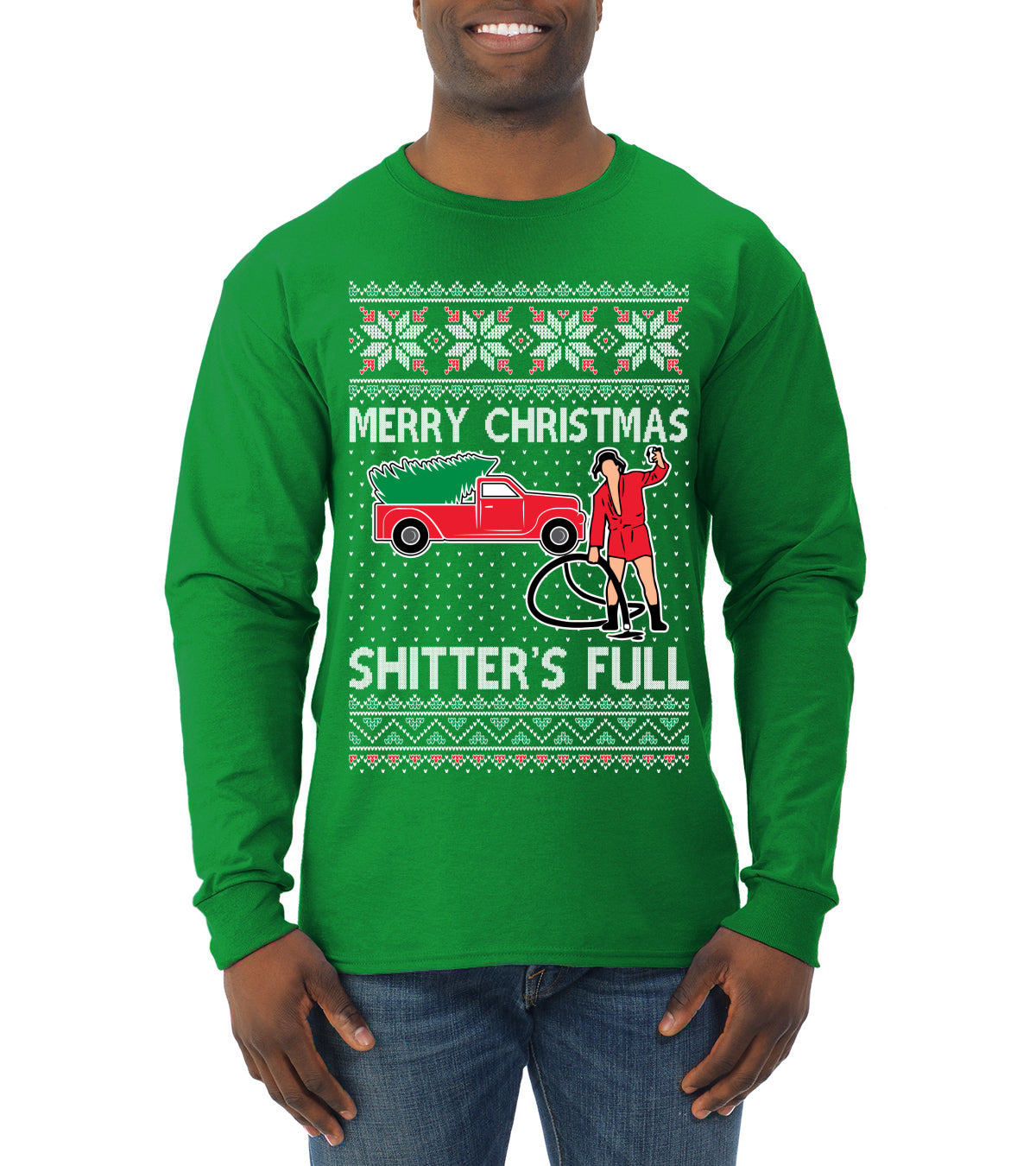 Cousin Eddie Merry Christmas Shitter's Full Ugly Christmas Sweater Mens Long Sleeve Shirt