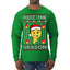 Rizz the Season Viral Internet Fire Emoji Face Meme Ugly Christmas Sweater Mens Long Sleeve Shirt