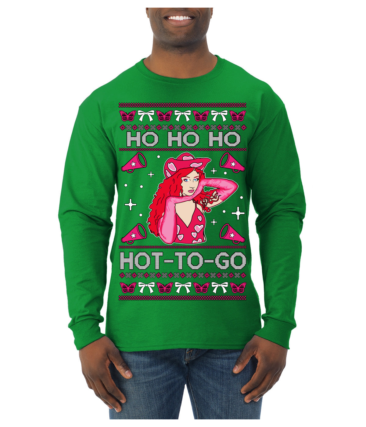 Ho Ho Ho Hot to Go, Viral Midwest Princess Song Dance Pop Star Concert Tour Merch Ugly Christmas Sweater Mens Long Sleeve Shirt