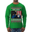 Never Surrender Pro Donald Trump Fight Fist Pump 2024 Ugly Christmas Sweater Mens Long Sleeve Shirt
