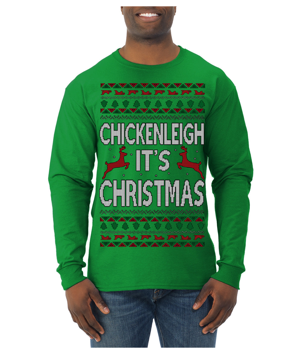 Chickenleigh It's Christmas Funny Viral Trending Meme Ugly Christmas Sweater Mens Long Sleeve Shirt