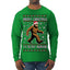 Merry Christmas Ya Filthy Humans Funny Sasquatch Bigfoot Ugly Christmas Sweater Mens Long Sleeve Shirt