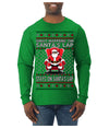 What Happens on Santa's Lap Stays on Santa's Lap, Funny Dirty X Rated Naughty Ugly Christmas Sweater Mens Long Sleeve Shirt