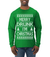 Merry Drunk I'm Christmas Beer Wine Drinking Holiday Humor  Ugly Christmas Sweater Mens Long Sleeve Shirt