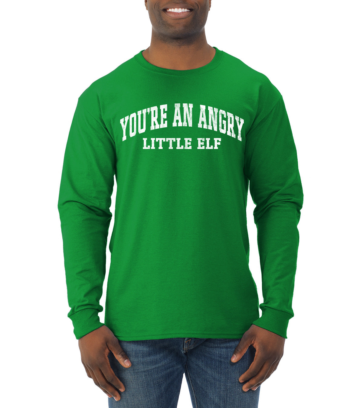 Vintage Movie Quote You're An Angry Little Elf Christmas Mens Long Sleeve Shirt