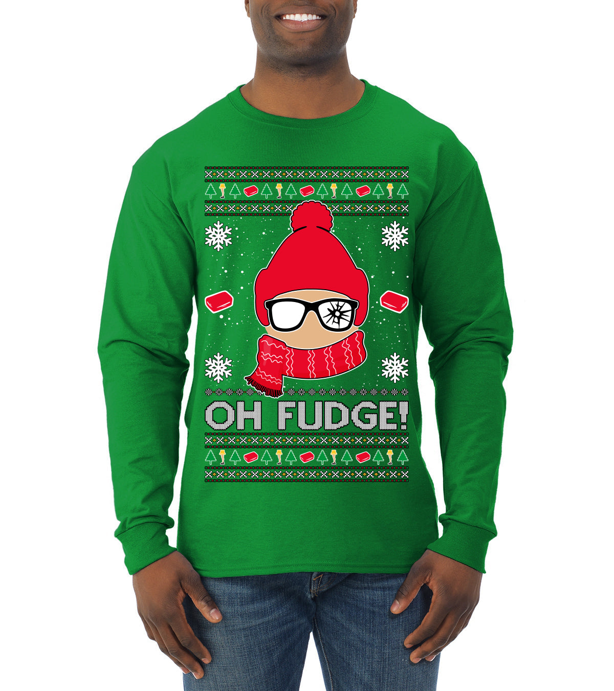 Oh Fudge Funny Story Ugly Christmas Sweater Mens Long Sleeve Shirt