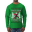 Should I Sleigh Or Should I Go, 80s Rock n' Roll Song, Electric Guitar, Ugly Christmas Sweater Mens Long Sleeve Shirt