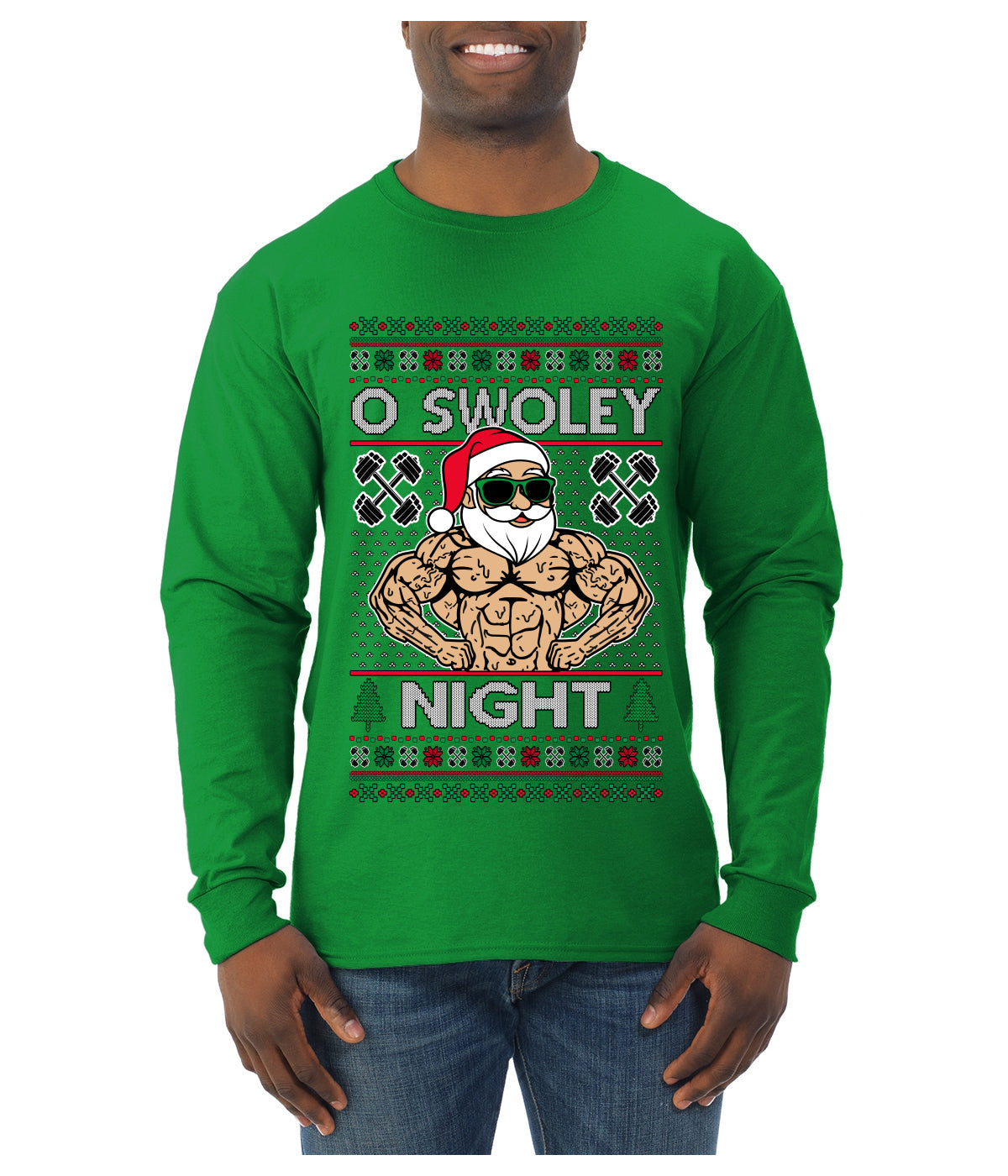 O Swoley Night, Exercise and Fitness Enthusiast, Ugly Christmas Sweater Mens Long Sleeve Shirt