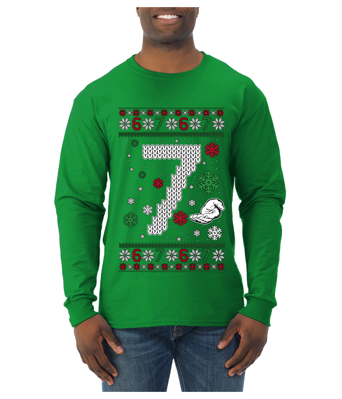 Christmas 7 Meme, Ugly Christmas Sweater Unisex Mens Long Sleeve Shirt