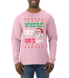 Where my Hos At Santa Funny Ugly Christmas Sweater Mens Long Sleeve Shirt