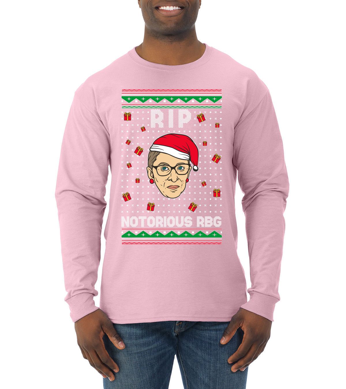 RIP Notorious RBG Ruth Bader Ginsburg Ugly Christmas Sweater Mens Long Sleeve Shirt